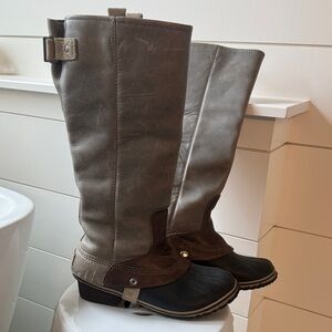 Sorel Slimpack Gray and Brown Knee-High Boots